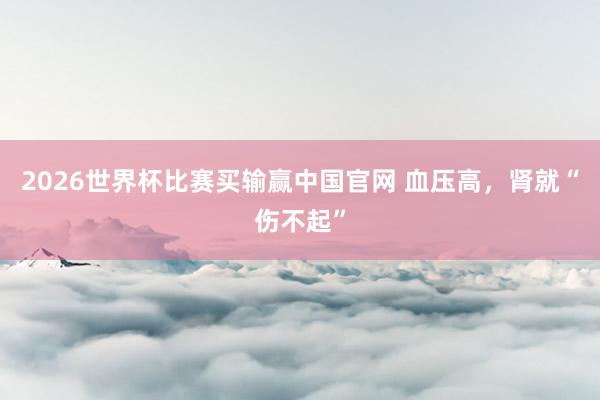 2026世界杯比赛买输赢中国官网 血压高，肾就“伤不起”