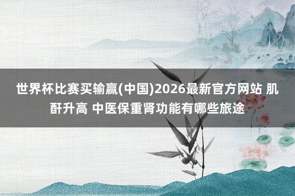 世界杯比赛买输赢(中国)2026最新官方网站 肌酐升高 中医保重肾功能有哪些旅途