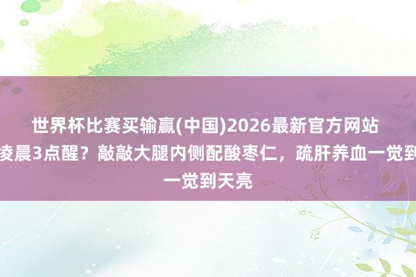 世界杯比赛买输赢(中国)2026最新官方网站 老是凌晨3点醒？敲敲大腿内侧配酸枣仁，疏肝养血一觉到天亮