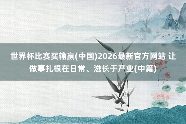 世界杯比赛买输赢(中国)2026最新官方网站 让做事扎根在日常、滋长于产业(中篇)