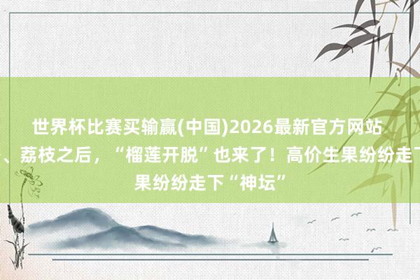 世界杯比赛买输赢(中国)2026最新官方网站 继车厘子、荔枝之后，“榴莲开脱”也来了！高价生果纷纷走下“神坛”