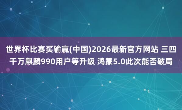 世界杯比赛买输赢(中国)2026最新官方网站 三四千万麒麟990用户等升级 鸿蒙5.0此次能否破局