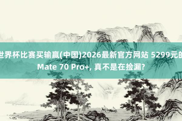 世界杯比赛买输赢(中国)2026最新官方网站 5299元的Mate 70 Pro+， 真不是在捡漏?