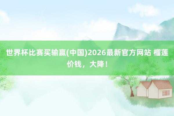 世界杯比赛买输赢(中国)2026最新官方网站 榴莲价钱，大降！