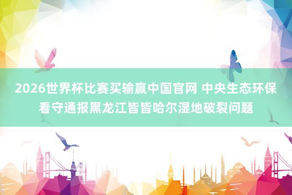 2026世界杯比赛买输赢中国官网 中央生态环保看守通报黑龙江皆皆哈尔湿地破裂问题