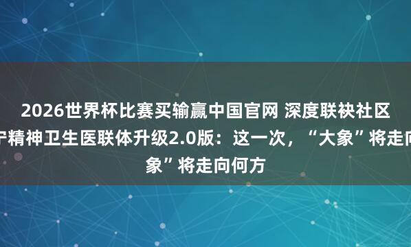 2026世界杯比赛买输赢中国官网 深度联袂社区，长宁精神卫生医联体升级2.0版：这一次，“大象”将走向何方
