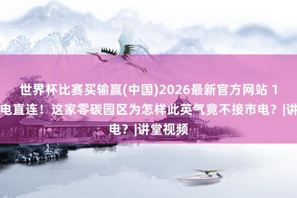 世界杯比赛买输赢(中国)2026最新官方网站 100%绿电直连！这家零碳园区为怎样此英气竟不接市电？|讲堂视频