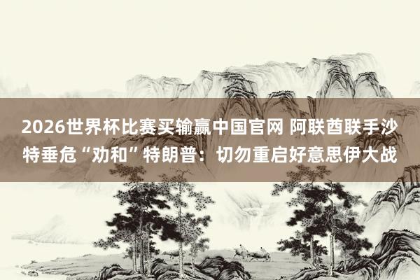 2026世界杯比赛买输赢中国官网 阿联酋联手沙特垂危“劝和”特朗普：切勿重启好意思伊大战
