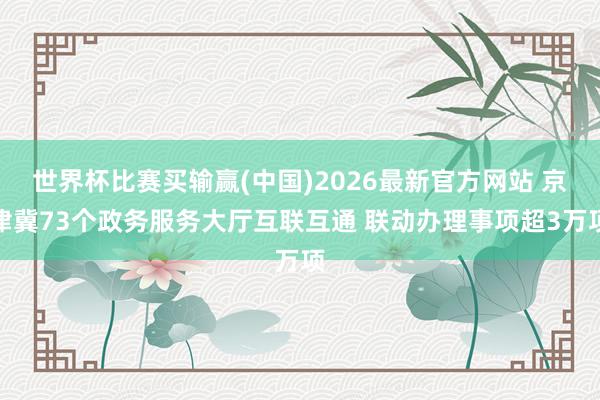 世界杯比赛买输赢(中国)2026最新官方网站 京津冀73个政务服务大厅互联互通 联动办理事项超3万项