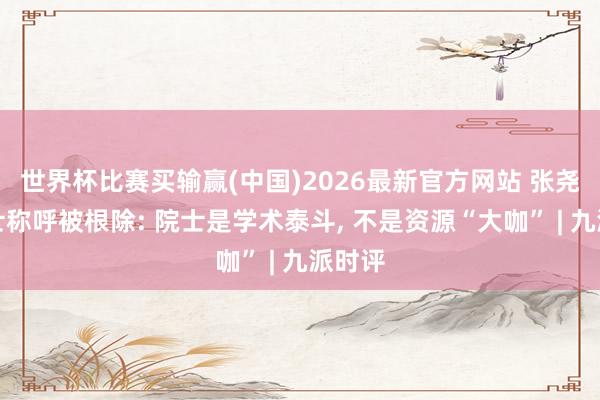 世界杯比赛买输赢(中国)2026最新官方网站 张尧学院士称呼被根除: 院士是学术泰斗， 不是资源“大咖” | 九派时评