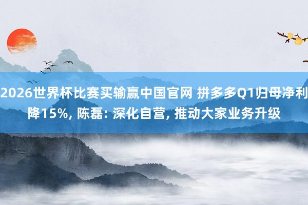 2026世界杯比赛买输赢中国官网 拼多多Q1归母净利降15%， 陈磊: 深化自营， 推动大家业务升级
