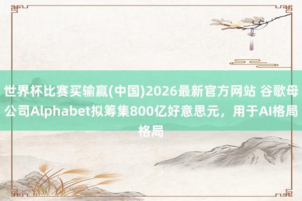 世界杯比赛买输赢(中国)2026最新官方网站 谷歌母公司Alphabet拟筹集800亿好意思元，用于AI格局