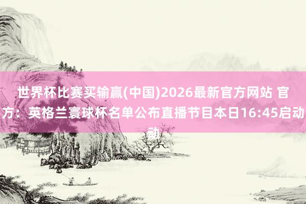 世界杯比赛买输赢(中国)2026最新官方网站 官方：英格兰寰球杯名单公布直播节目本日16:45启动