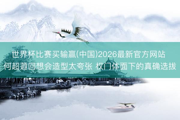 世界杯比赛买输赢(中国)2026最新官方网站 何超蕸回想会造型太夸张 权门体面下的真确选拔