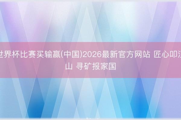 世界杯比赛买输赢(中国)2026最新官方网站 匠心叩江山 寻矿报家国
